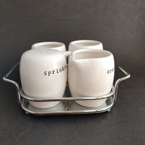 Pottery Barn Coffee House Condiment Bar Set with Tray Set of 4